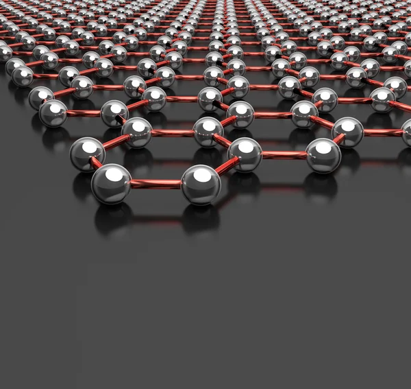 Representación 3D de la estructura de grafeno en la superficie oscura — Foto de Stock