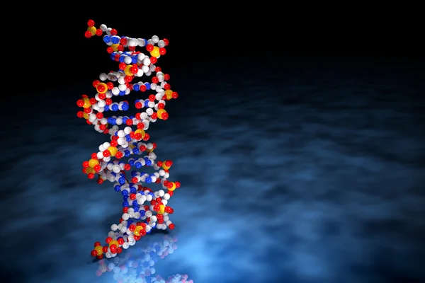 3D Render mavi yüzey üzerinde Dna moleküllerinin — Stok fotoğraf