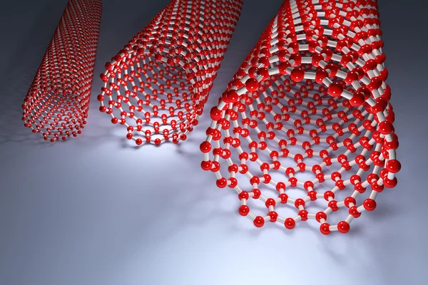 Rendering 3D di Nanotubi di Carbonio Chirale — Foto Stock