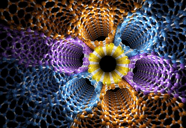 3D-Rendering von Farb-Nanoröhren — Stockfoto
