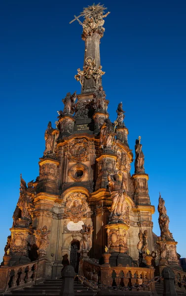 OLOMOUC, CZECH REPUBLIC - JULY 2 2015 - Night Photo of Holy Trinity Column — Stock Photo, Image