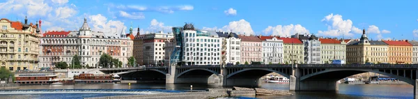 Prague Cityscape, Dancing House in the Center — Zdjęcie stockowe