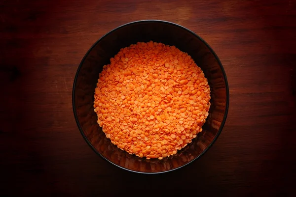빨간 렌즈콩 그릇 — 스톡 사진