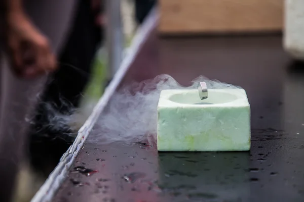 Demonstration of Superconductivity, Special Material Cooled with Liquid Nitrogen — Stock Photo, Image