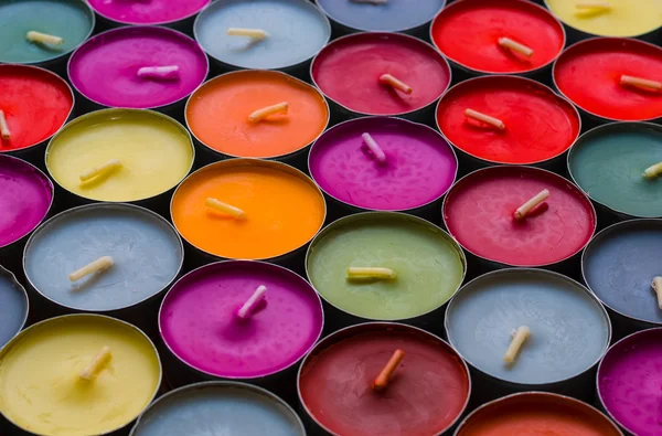 Velas de chá coloridas decorativas, várias cores — Fotografia de Stock