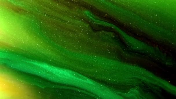 Green Liquid Flow in Slow Motion — Stock Video