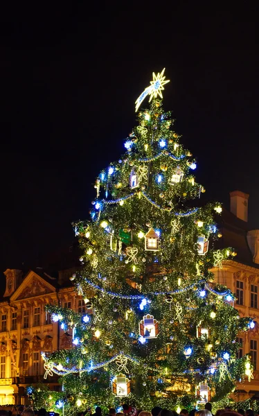 Noel ağacı 2015 yılında Prag'da Staromestske meydanında — Stok fotoğraf