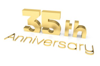 35 inci yıldönümü 3d metin, altın yüzey