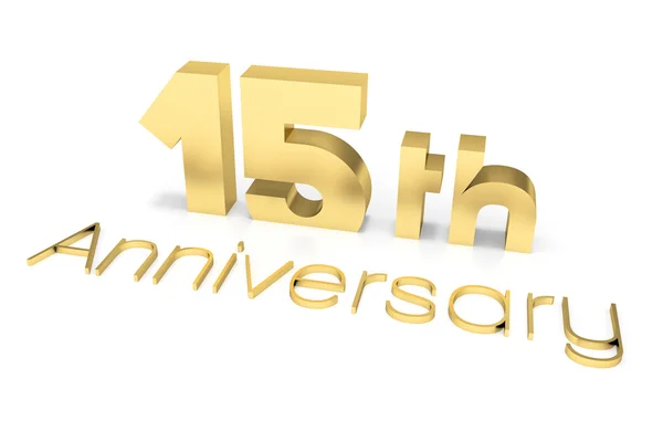 15 th Anniversary 3D Text, Gold Surface — Stock Photo, Image