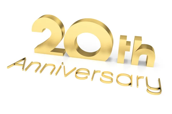 20 th Anniversary 3D Text, Gold Surface — Stock Photo, Image