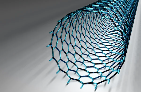 Modello 3D di Nanotubo di carbonio dritto, Obbligazioni blu scuro — Foto Stock