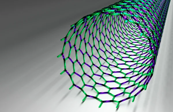 Nanotubo de carbono recto, bonos verdes y morados —  Fotos de Stock
