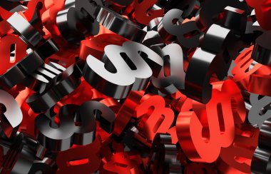 Kırmızı ve siyah paragraf işaretleri yığını