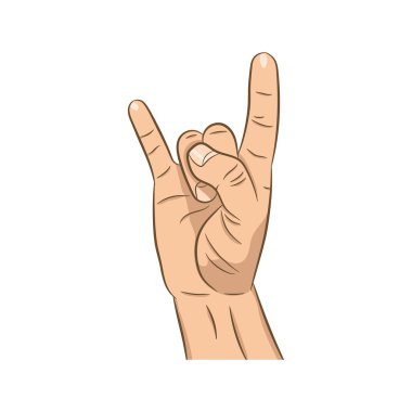 Rock n roll işareti ile gerçekçi el