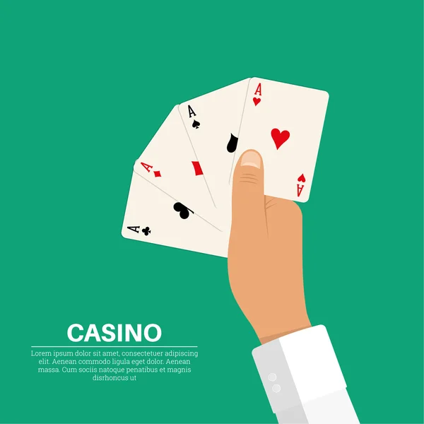 La mano sosteniendo cuatro cartas — Vector de stock