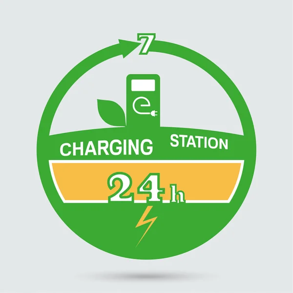 Auto charging station emblem — 스톡 벡터