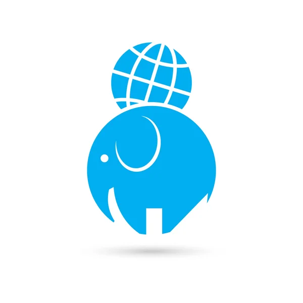 Elephant and the globe — 스톡 벡터