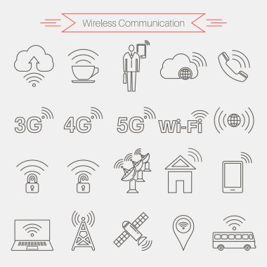Set of icons of wireless communications