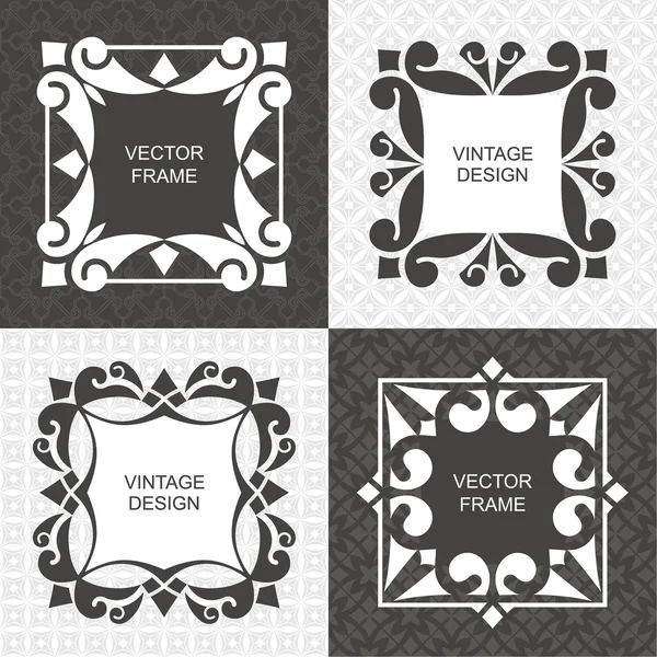 Set of monogram vintage frames — Stockový vektor
