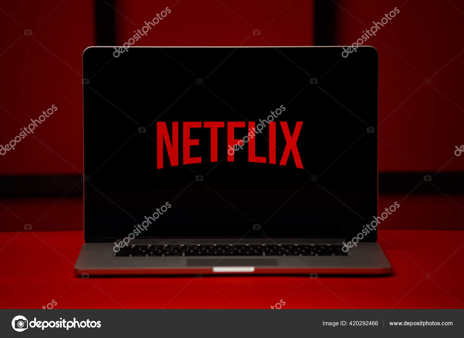Netflix logo on computer monitor, Netflix-Logo auf Computermonitor