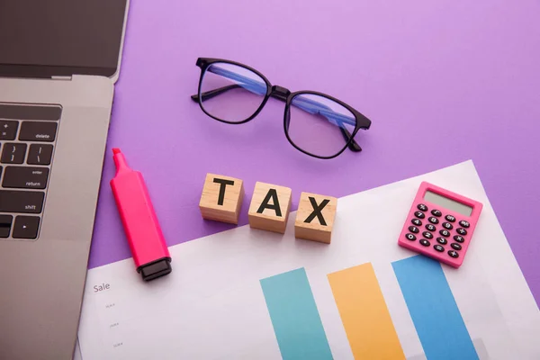 Wooden blocks with TAX word — Stock Photo, Image