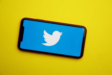 Tula, Rusya - 28 Ocak 2020: iPhone ekranında Twitter logosu