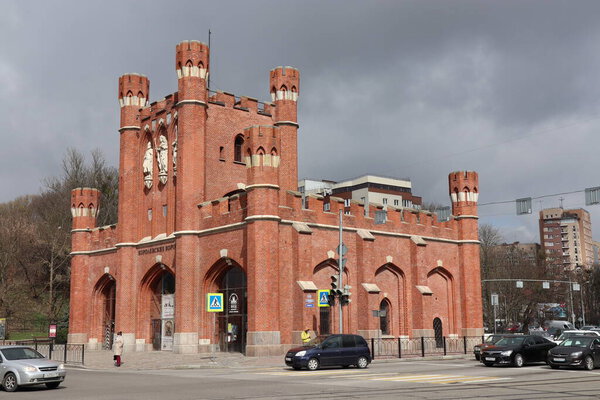 KALININGRAD, RUSSIA - APRIL 2021: The Royal Gate - one of seven surviving city gates of old Knigsberg.