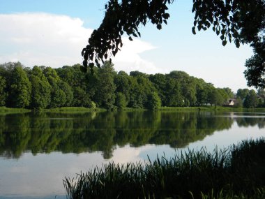 SOVETSK, KALININGRAD REGION, RUSYA - Haziran 2019: Yazın Şehir Göl Manzarası.