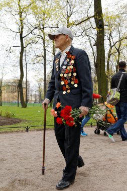 9 Mayıs - Zafer Bayramı. 2014 yılında St. Petersburg, Rusya Federasyonu.