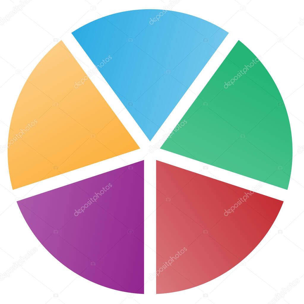 5 Piece Pie Chart Isolated Vector Illustration