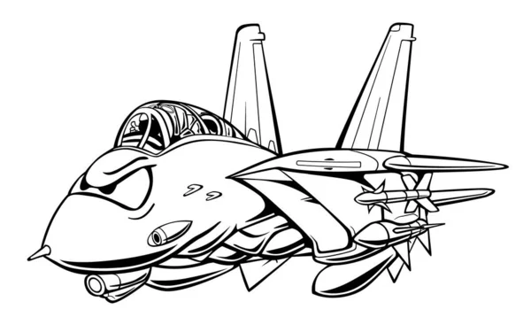 クラシックファイタージェット航空機漫画ベクトルイラスト ストックベクター