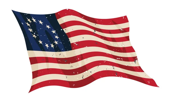 Размахивая Пожилой Бетси Росс Флаг Изолированная Векторная Иллюстрация — стоковый вектор