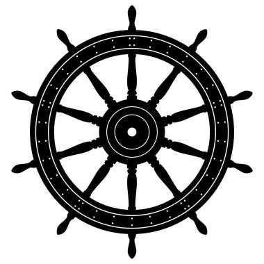 Eski Yelkenli Gemi Tekerleği İzole Edilmiş Vektör İllüstrasyonu