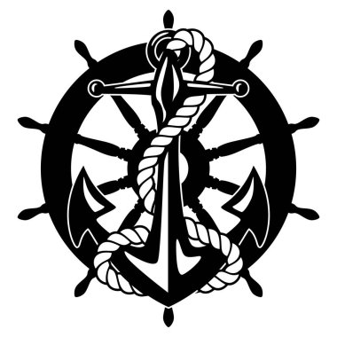 Çapa İzole Edilmiş Vektör Resimli Eski Yelkenli Gemi Tekerleği