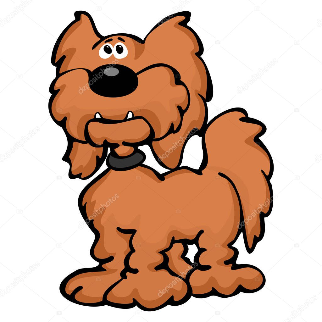 Cute Cartoon Goldendoodle Dog Cartoon Isolated Vector Illustration