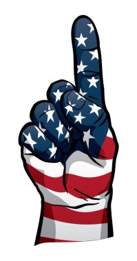 ABD Bir Bayrak Vatansever Eli Kırmızı Beyaz ve Mavi Yıldız ve Çizgili