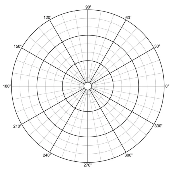 Griglia Polare Con Diagramma Diagramma Cerchi Concentrici Illustrazione Vettoriale Isolata Grafiche Vettoriali