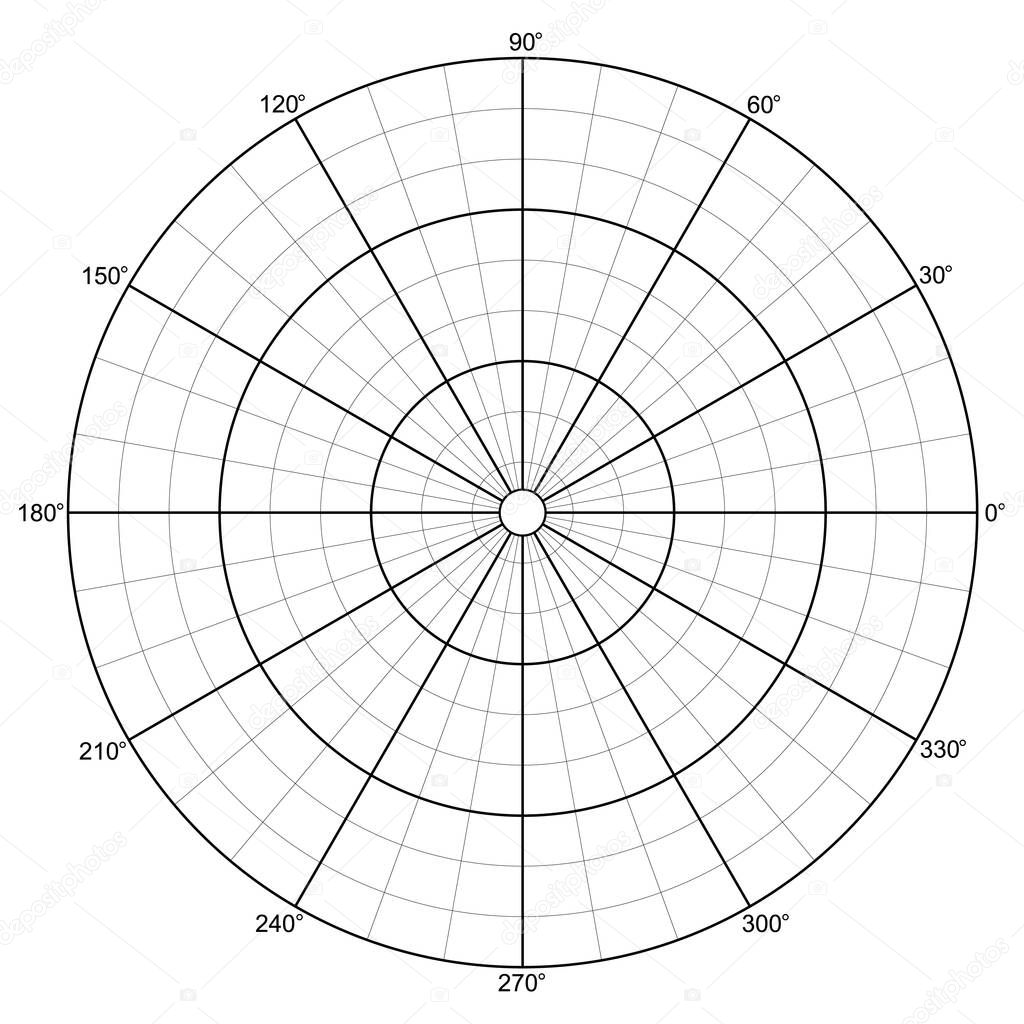 Polar Grid with Concentric Circles Diagram Chart Isolated Vector Illustration