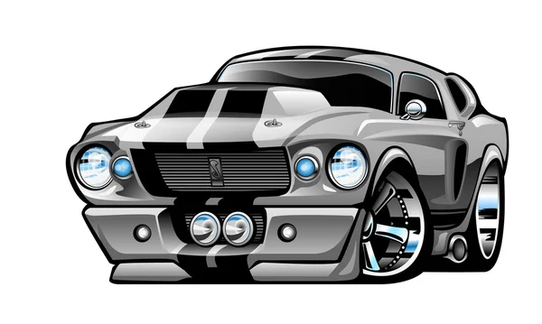 Classic American Muscle Car Cartoon Illustration