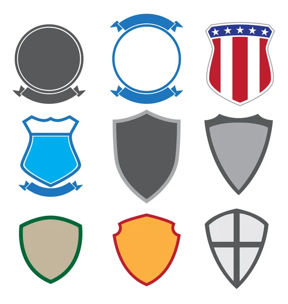 Formes de bouclier et d'insignes — Image vectorielle