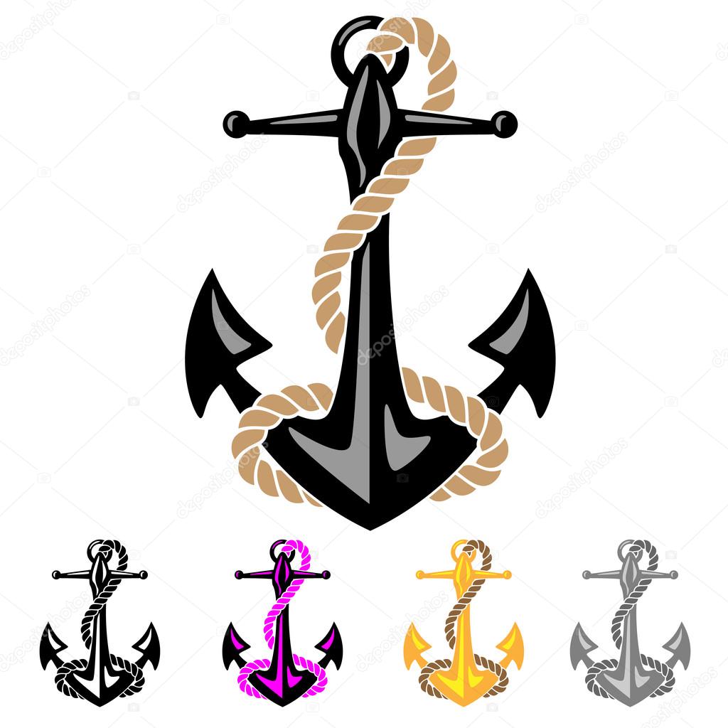 Anchor with Rope Stock Vector by ©hobrath 71368009