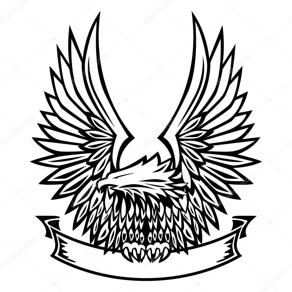 Eagle Emblem Wings Spread Holding Banner