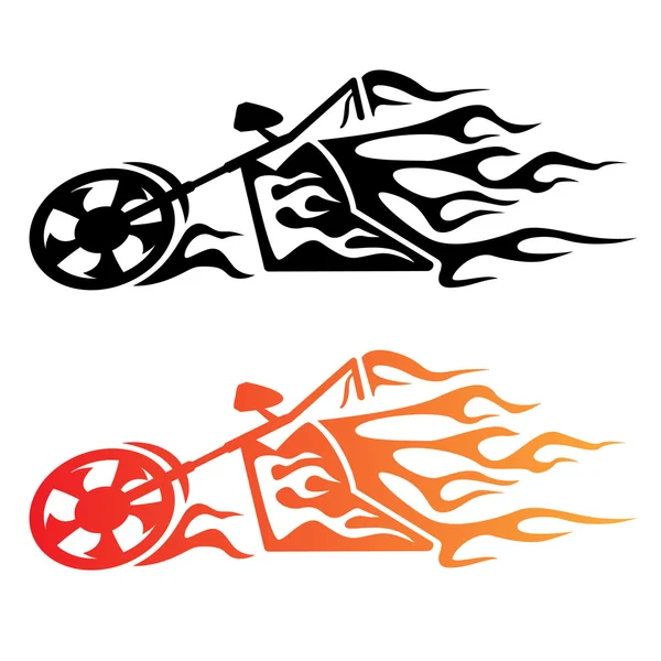 Flaming Custom Chopper logotipo de la motocicleta — Vector de stock