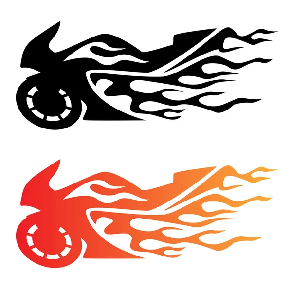 Flaming deporte moto logotipo — Vector de stock