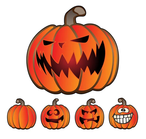 Halloween Holiday Pumpkin Jack O Lanterna Set —  Vetores de Stock