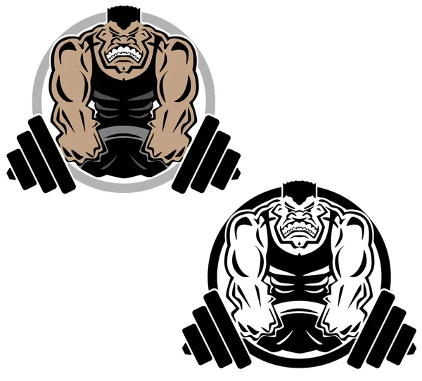 Weightlifting Muscle Fitness Gym Logo Illustration - Stok Vektor