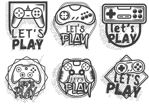 Juego de vectores de joystick de juego de video en estilo vintage. Concepto de juego . — Vector de stock