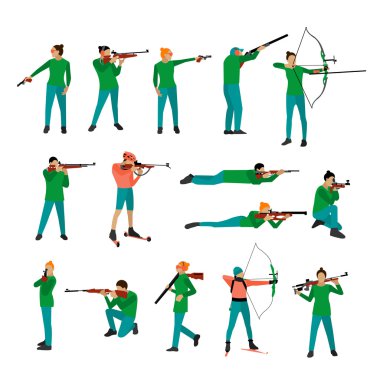 Vektör pozisyonlar çekim spor ayarlayın. Tasarım öğeleri ve beyaz arka plan üzerinde izole simgeler