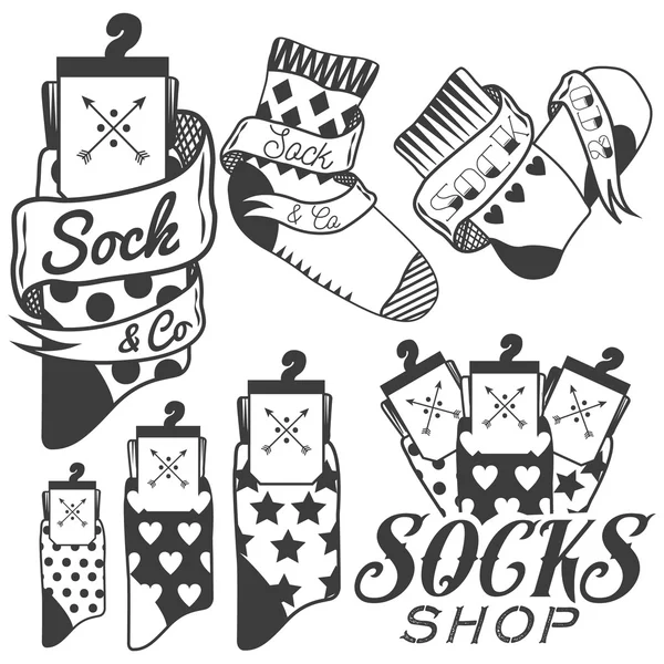 Vector set of socks emblems and labels — Stock Vector