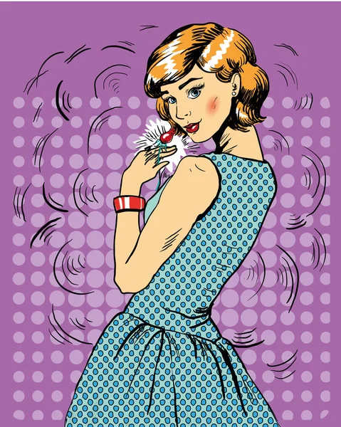 Mooie vrouw. Vector illustratie in strips Retro Pop Art stijl — Stockvector